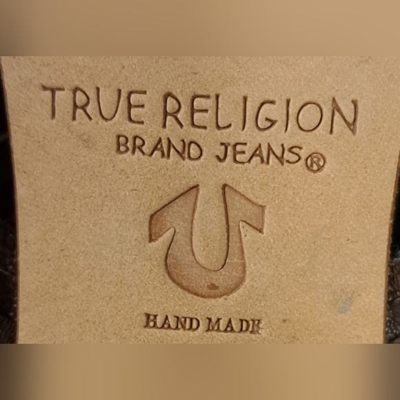 NWT Y2K True Religion Brown Leather Boho Indie Neutral Sandal Heel Shoe SZ 37EU - Picture 7 of 9